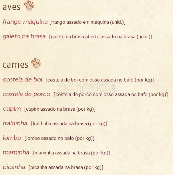 Padaria Filó cardápio