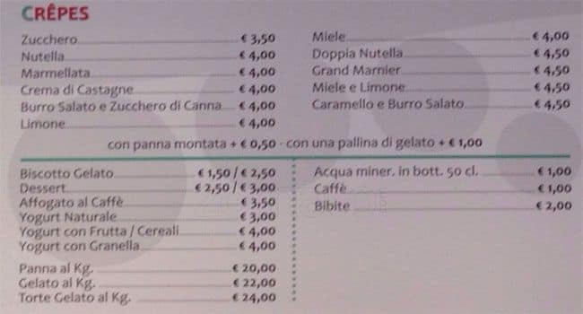 Menu di Frozen by Arancin Cannoli e Granite 
