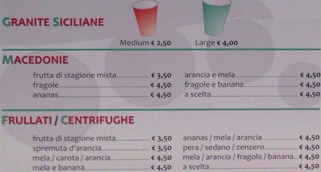 Menu di Frozen by Arancin Cannoli e Granite 