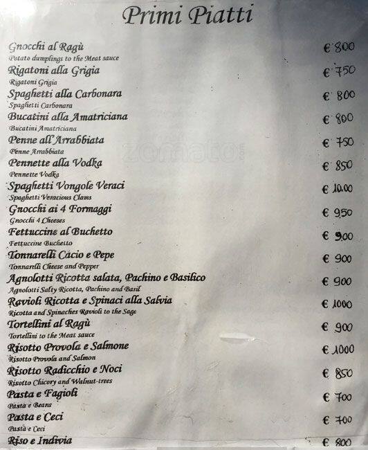 Menu di Ristorante 'Al Buchetto' 