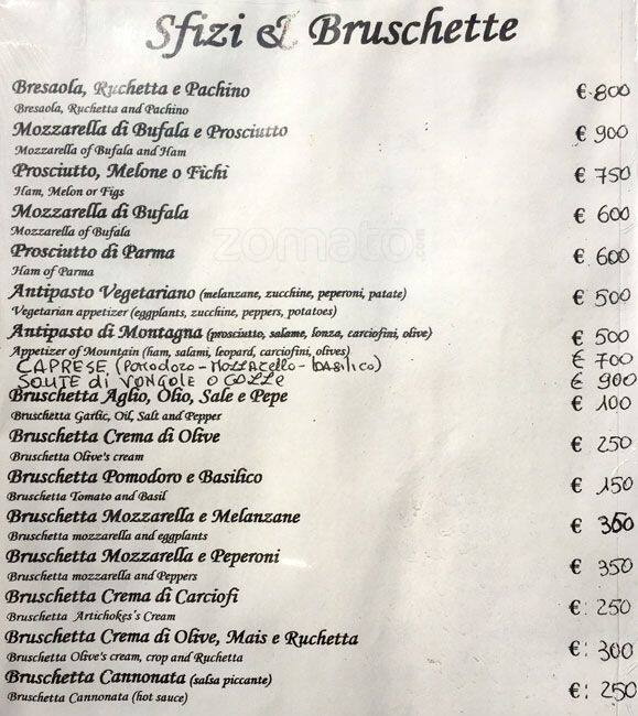 Menu di Ristorante 'Al Buchetto' 