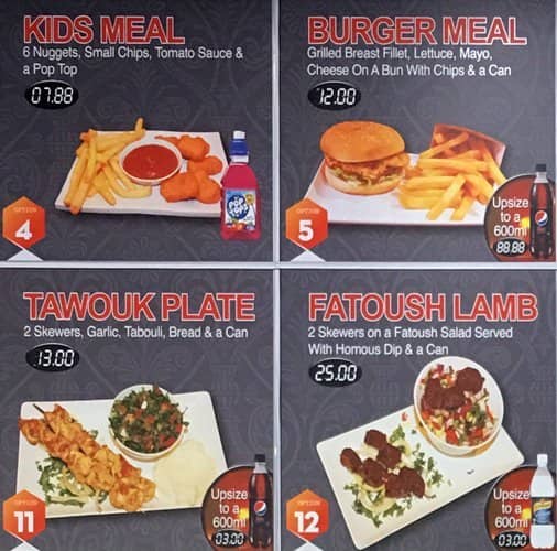 Menu at Awafi Charcoal Chickens, Granville