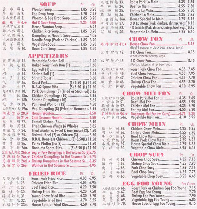 Hip Wo Kitchen menu, Menu restauracji Hip Wo Kitchen, Dongan Hills, New
