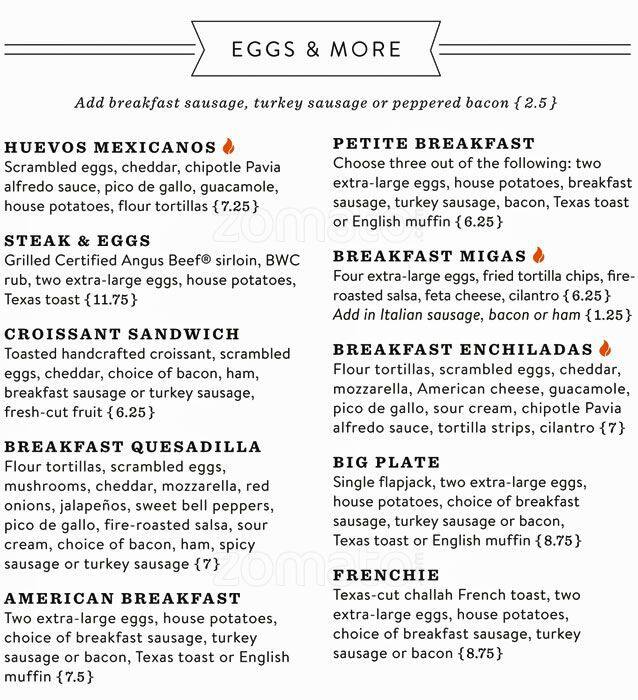 Menu at Black Walnut Cafe, Frisco