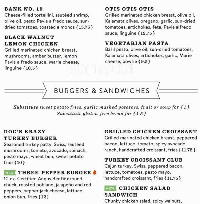 Menu at Black Walnut Cafe, Frisco