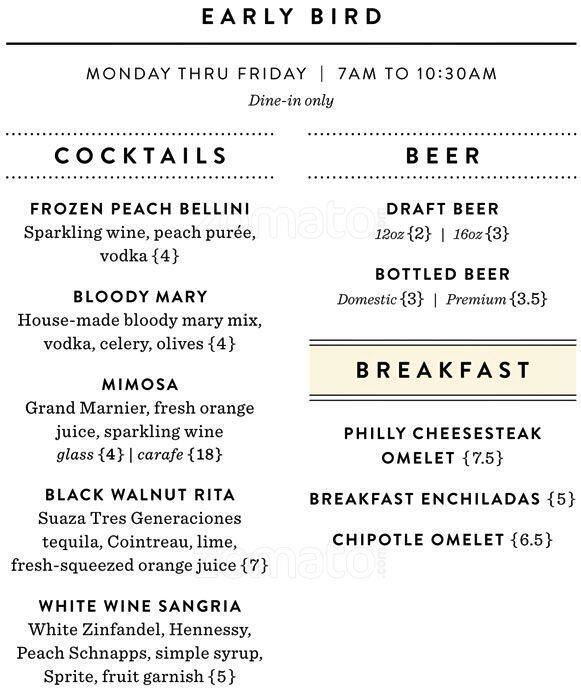 Menu at Black Walnut Cafe, Frisco