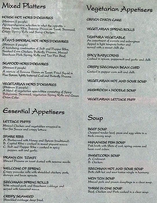Menu at Xian restaurant, Orpington, 324 High St