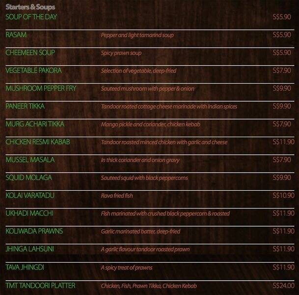 The Mango Tree Indian Coastal Restaurant Menu Zomato Singapore