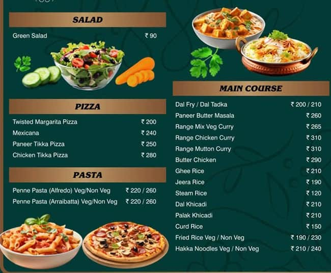 Menu of Range Dine In & Kitchen, Kanakapura Road, Bangalore