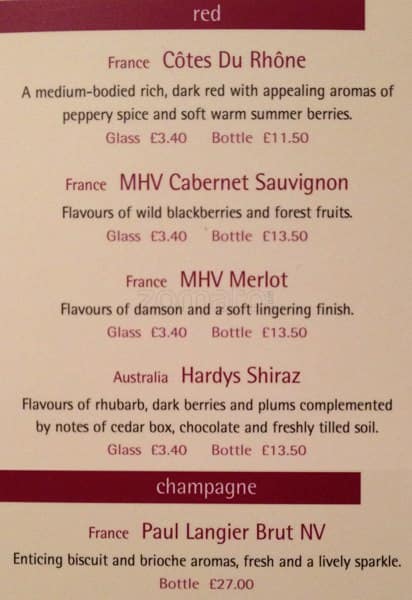The Cross Keys menu