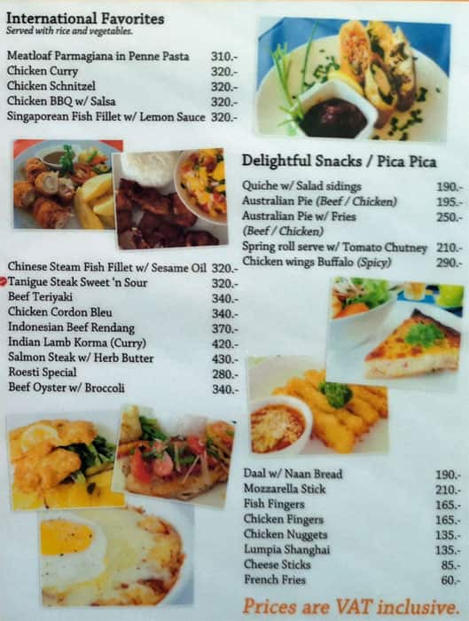 Menu at Cafe Lulu, Makati, F Osmeña Hwy