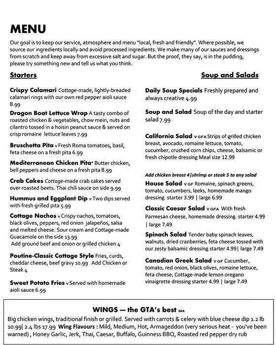 Olde Stone Cottage Pub Menu Menu For Olde Stone Cottage Pub