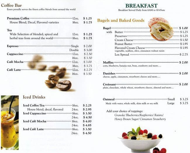 Essen Fast Slow Food Menu, Menu for Essen Fast Slow Food, Greenwich