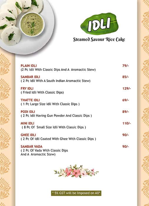 Menu of Vanakkam Jodhpur, Chopasni Housing Board, Jodhpur