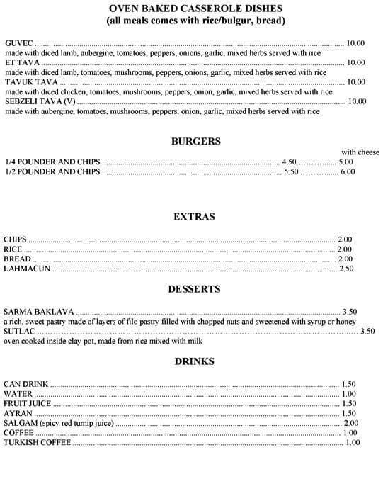 Cemo Restaurant menu