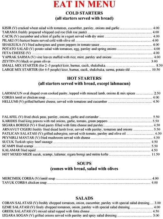 Cemo Restaurant menu
