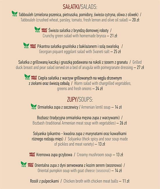 Menu at Restauracja Granat pub & bar, Katowice