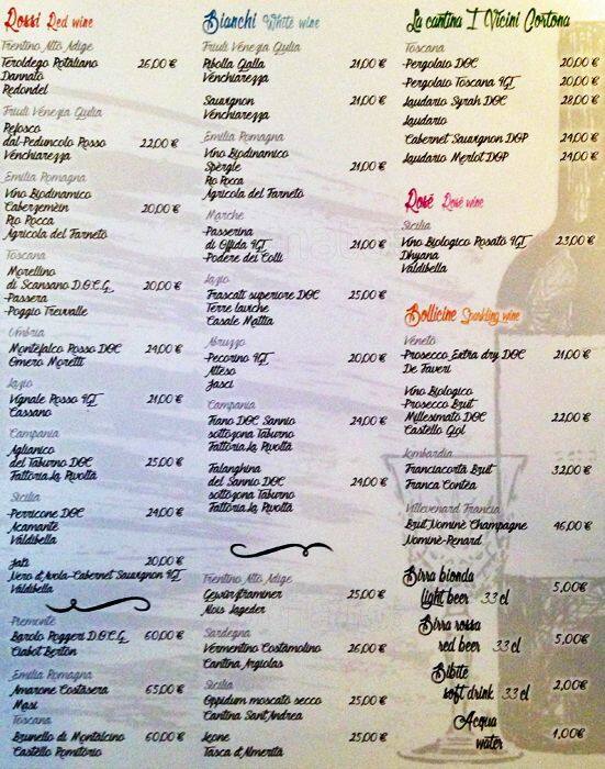 Menu di I Vicini Bistrot 