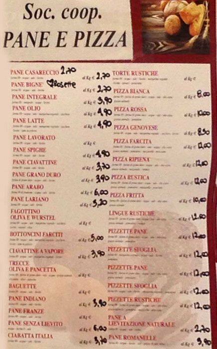 Menu di Spiga di Garbatella 