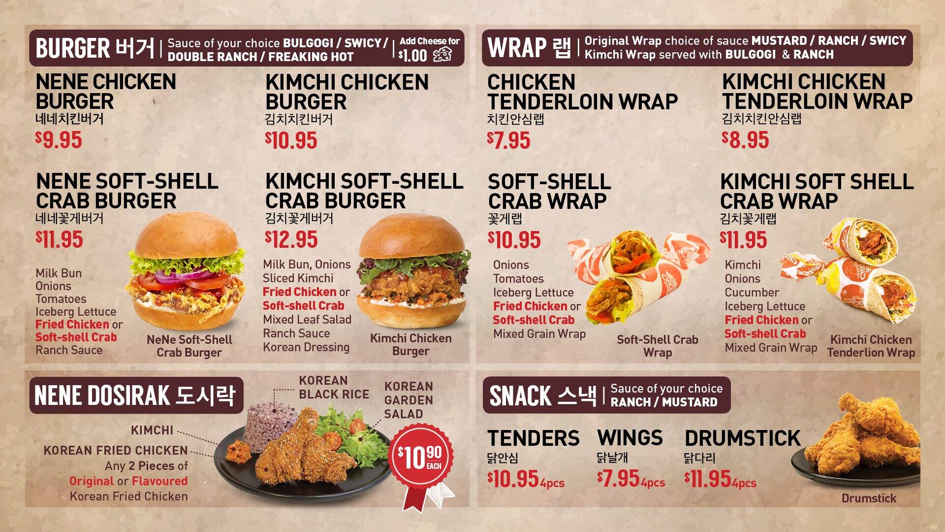 Menu at NeNe Chicken, 410 Elizabeth St - Restaurant prices