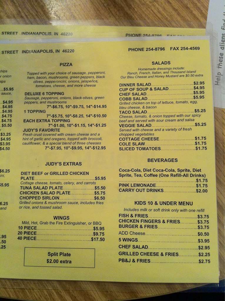 Just Judy's menu, Menu restauracji Just Judy's, Northeast, Indianapolis Urbanspoon/Zomato