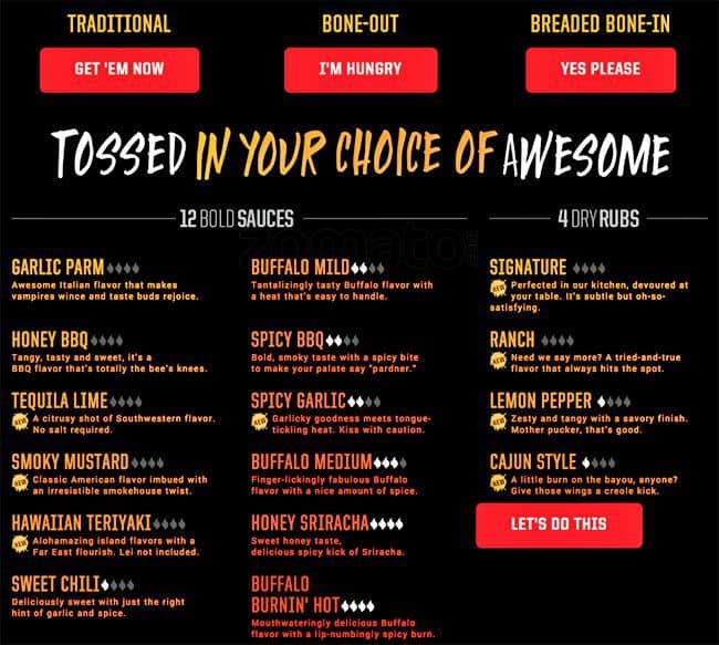 pizza hut menu wings