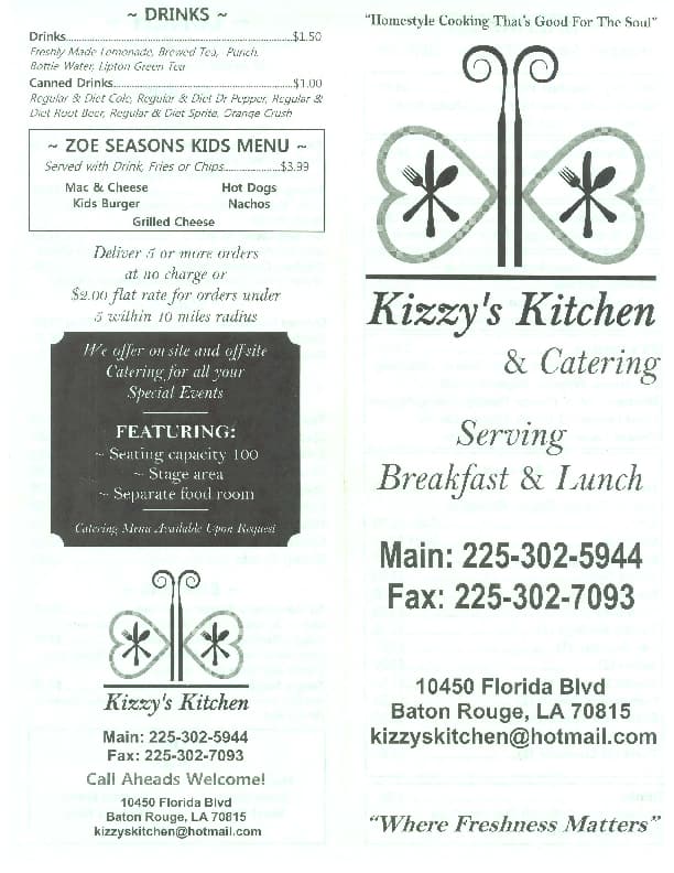 Kizzy's Kitchen меню