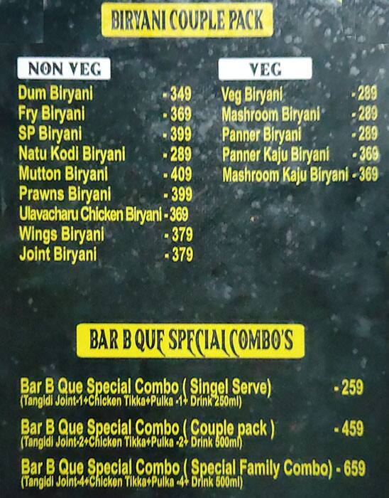 Menu At Mughal Biryani Vijayawada