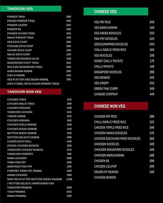 Menu of Zero Miles Lounge And Bar, Jaypee Greens, Greater Noida