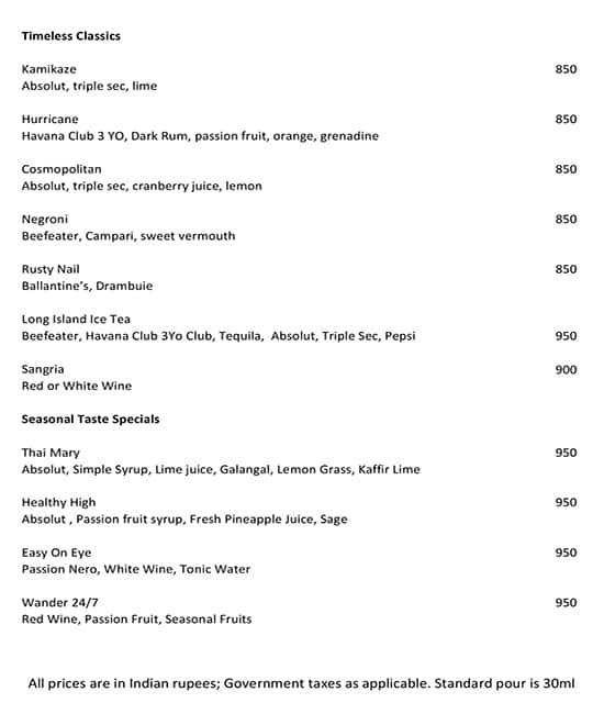 Menu at Seasonal Tastes - The Westin Mumbai Garden City, Mumbai