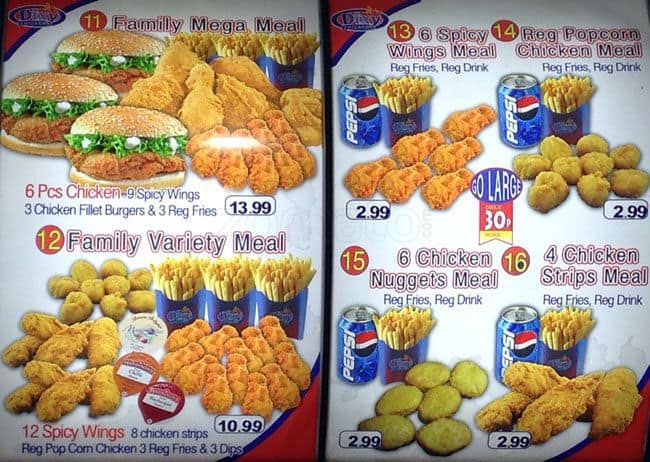 Menu at Dixy Chicken restaurant, Ilford, 705 High Road