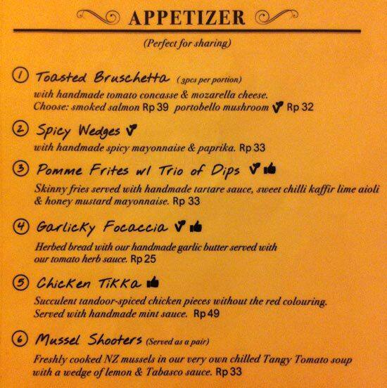 The Soup Spoon Menu, Menu untuk The Soup Spoon, Thamrin, Jakarta