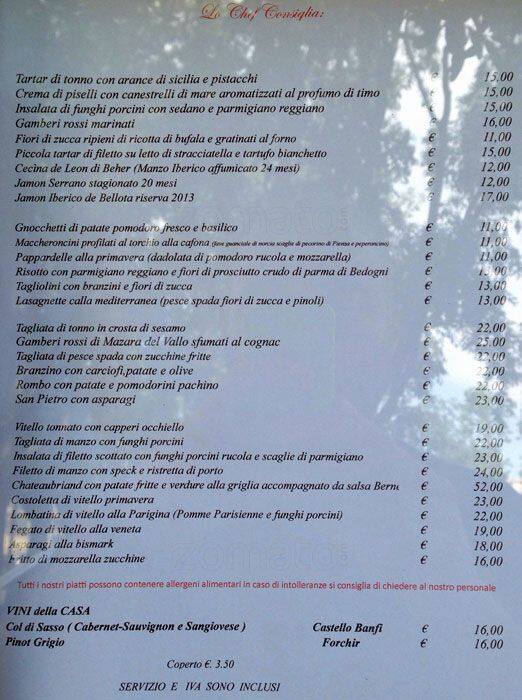 Rosso E Basilico Menu