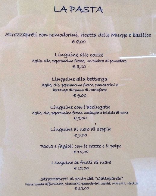 La Cozzeria Speisekarte