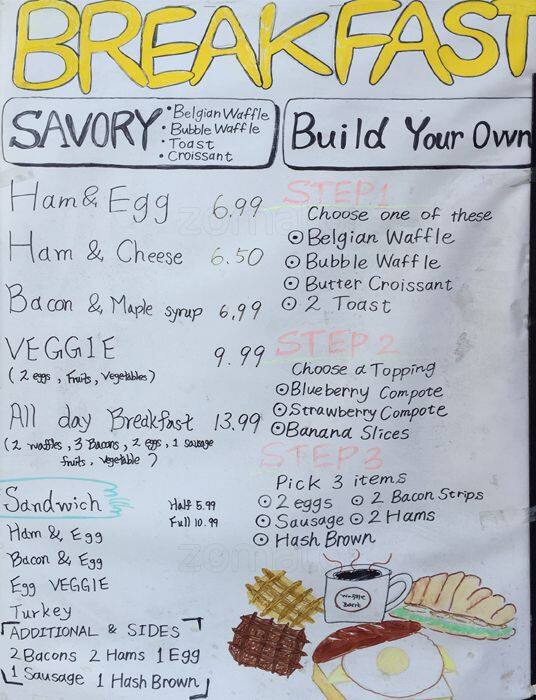 Waffle Time Menu, Menu for Waffle Time, Downtown, Vancouver