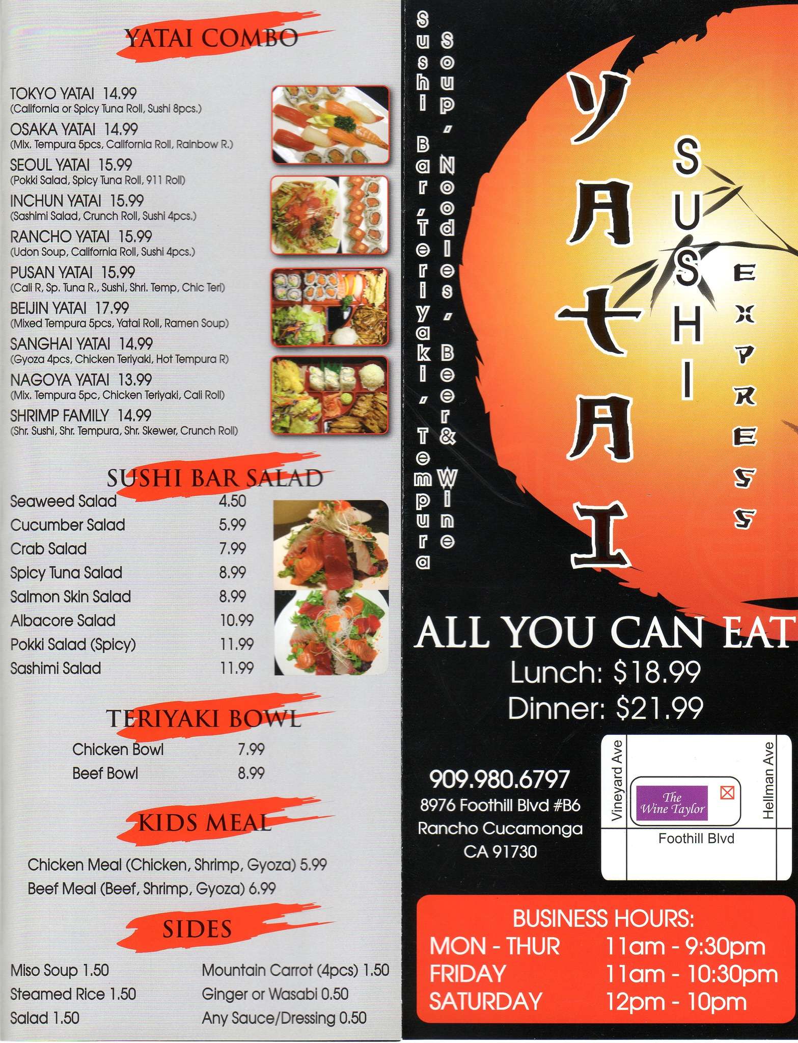 Yatai Sushi Express Menu, Menu for 