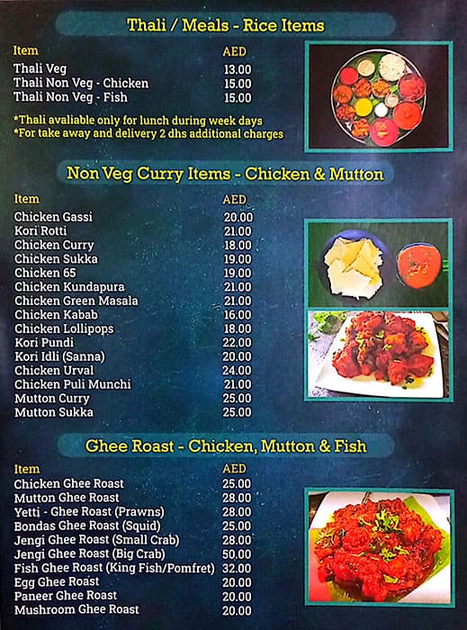 Menu Of Kudla Restaurant, Oud Metha, Dubai