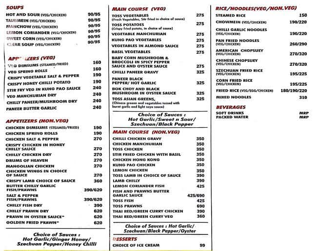 Toss Menu, Menu for Toss, Palam Vihar, Gurgaon Zomato