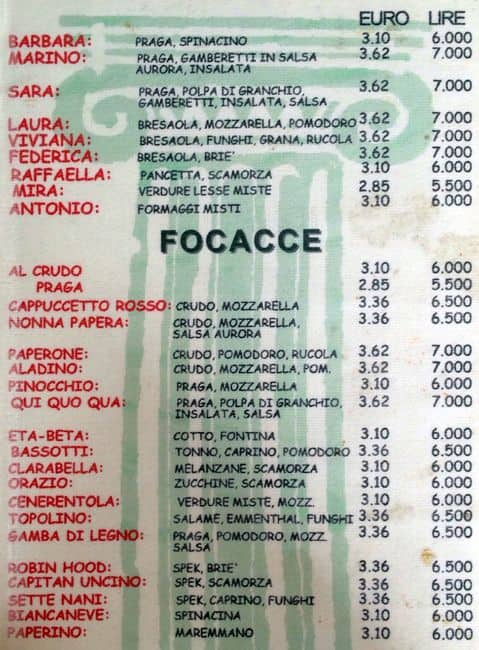 Menu di Caffè Ateneo dal 1973 