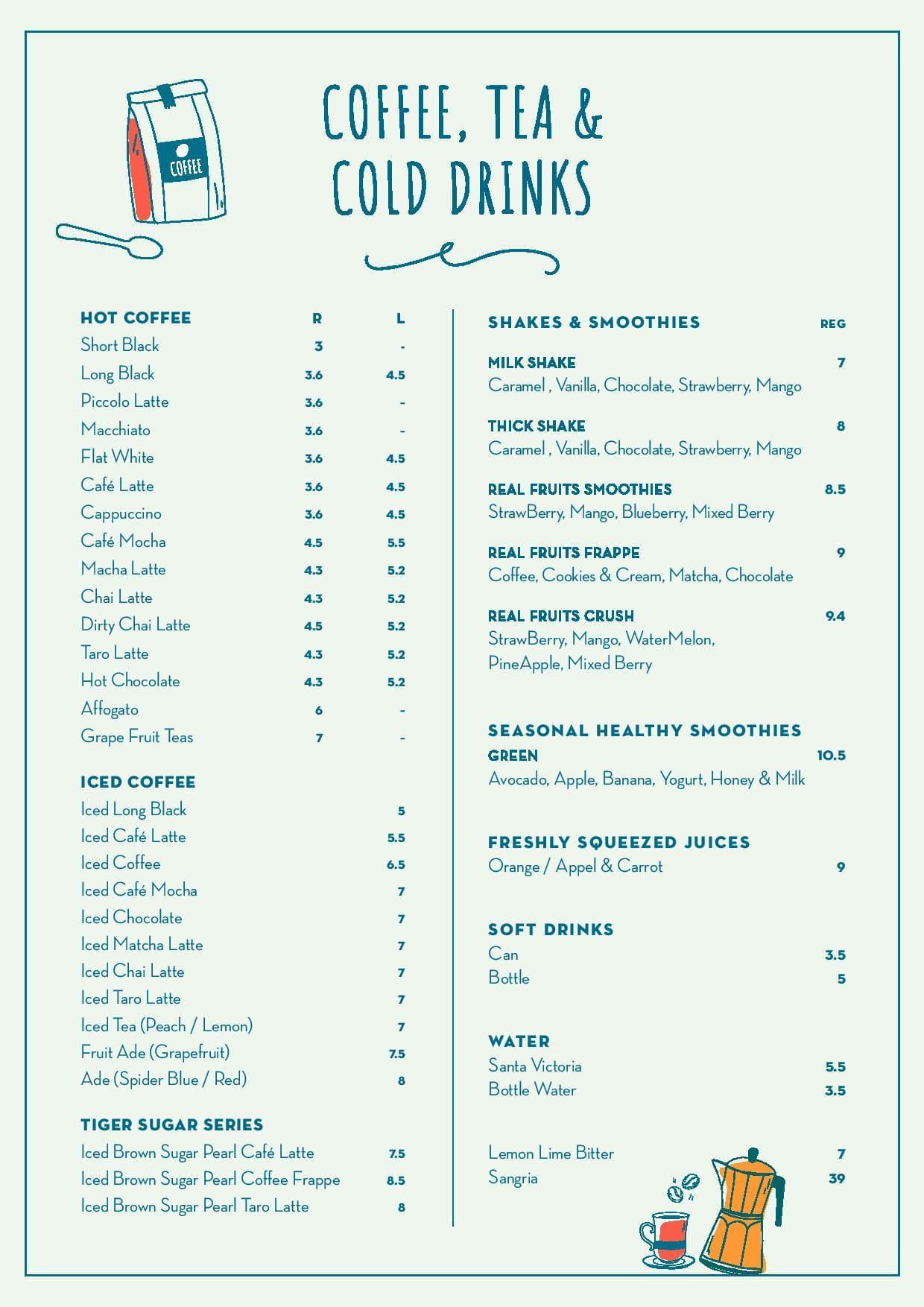 Menu at Firestone restaurant, Sydney