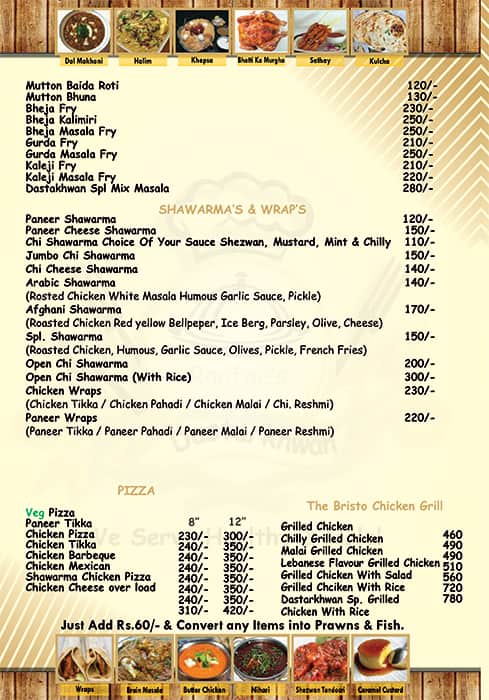 Raafae's Dastarkhwan menu