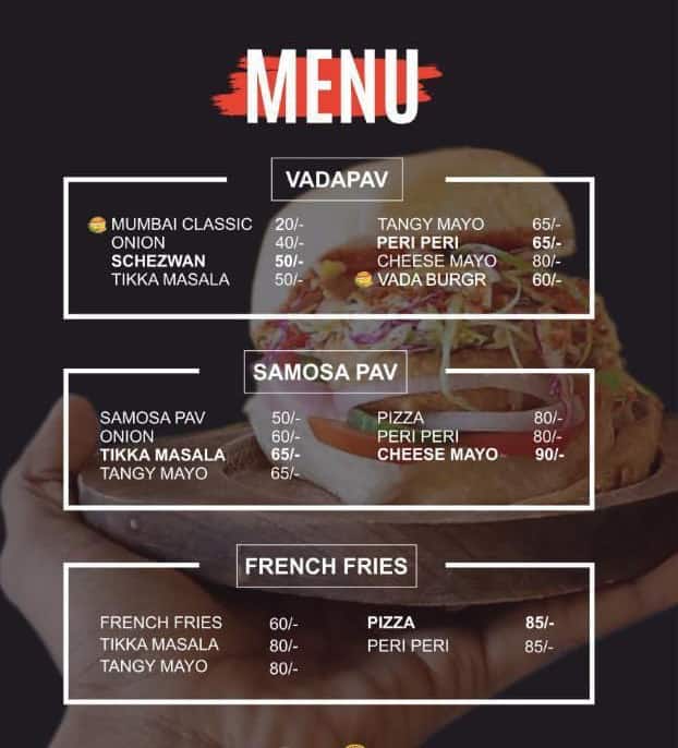 Menu at I’m vadapav, Ahmedabad, 3M2C+2X7