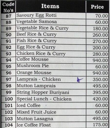 Green Cabin Menu Menu For Green Cabin Kollupitiya Colombo 03