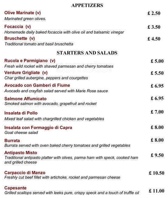 Luna Nuova Menu, Menu for Luna Nuova, Fulham, London Zomato UK