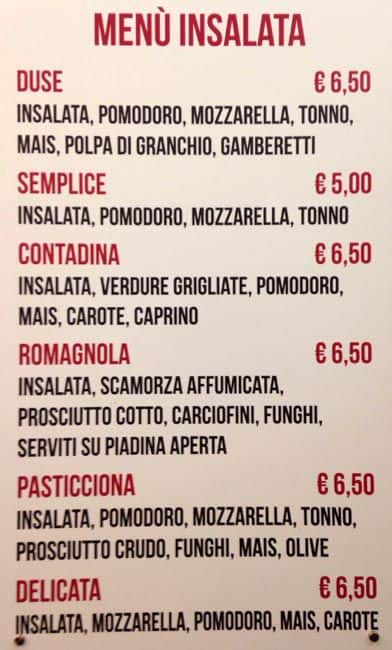 Menu di Duse Caffé 