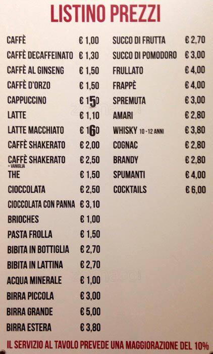 Menu di Duse Caffé 