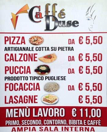 Menu di Duse Caffé 