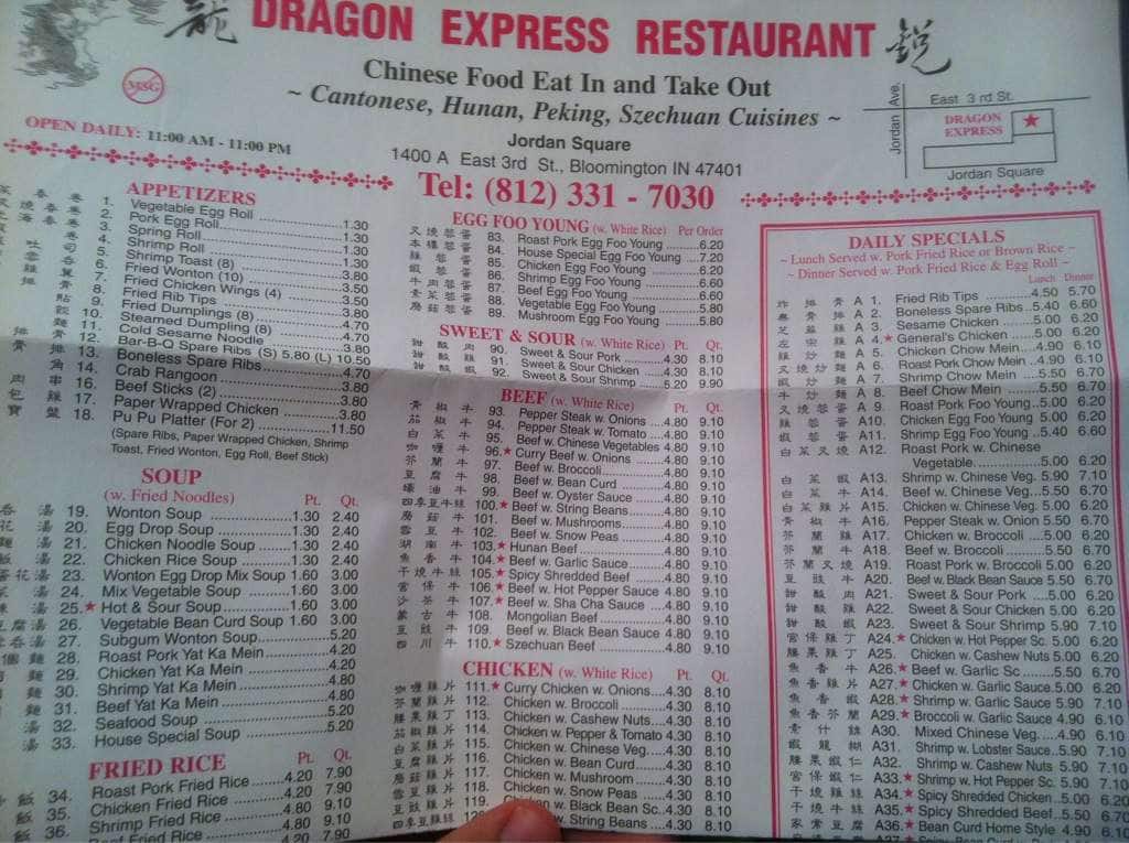 dragon express douglaston menu