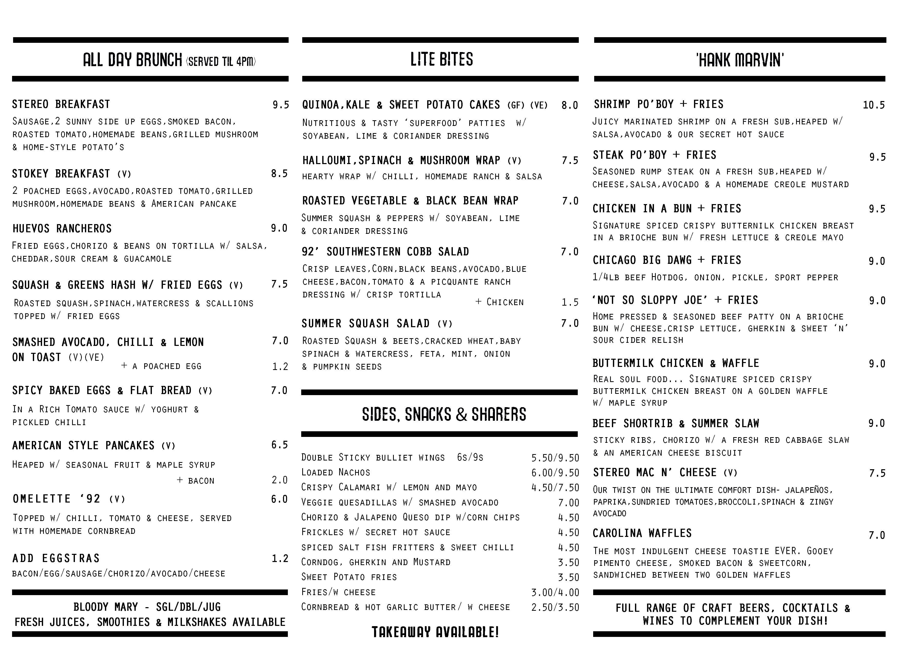 Stereo 92 Menu, Menu for Stereo 92, Stoke Newington, London Zomato UK