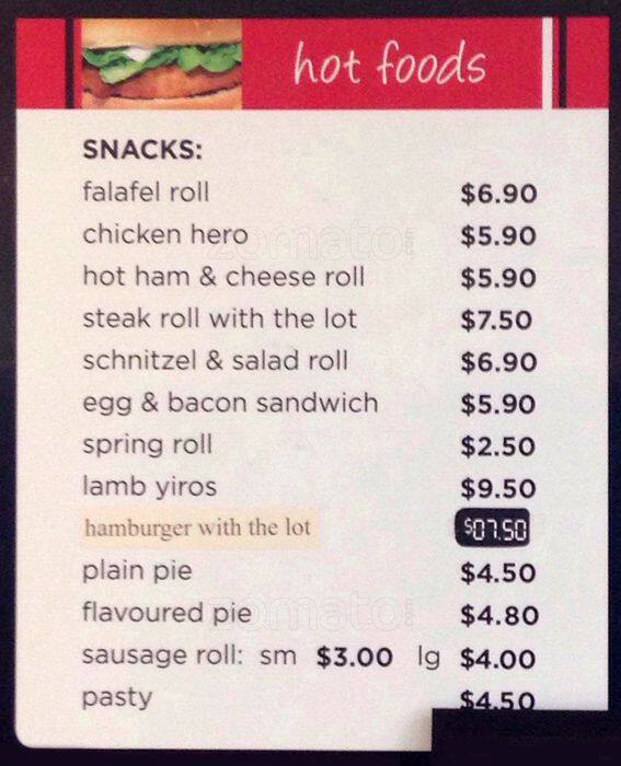 Charlie's super snack bar Menu Urbanspoon/Zomato